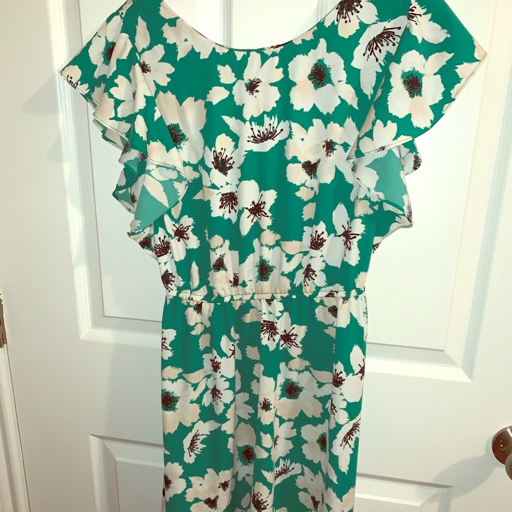 Green floral dress